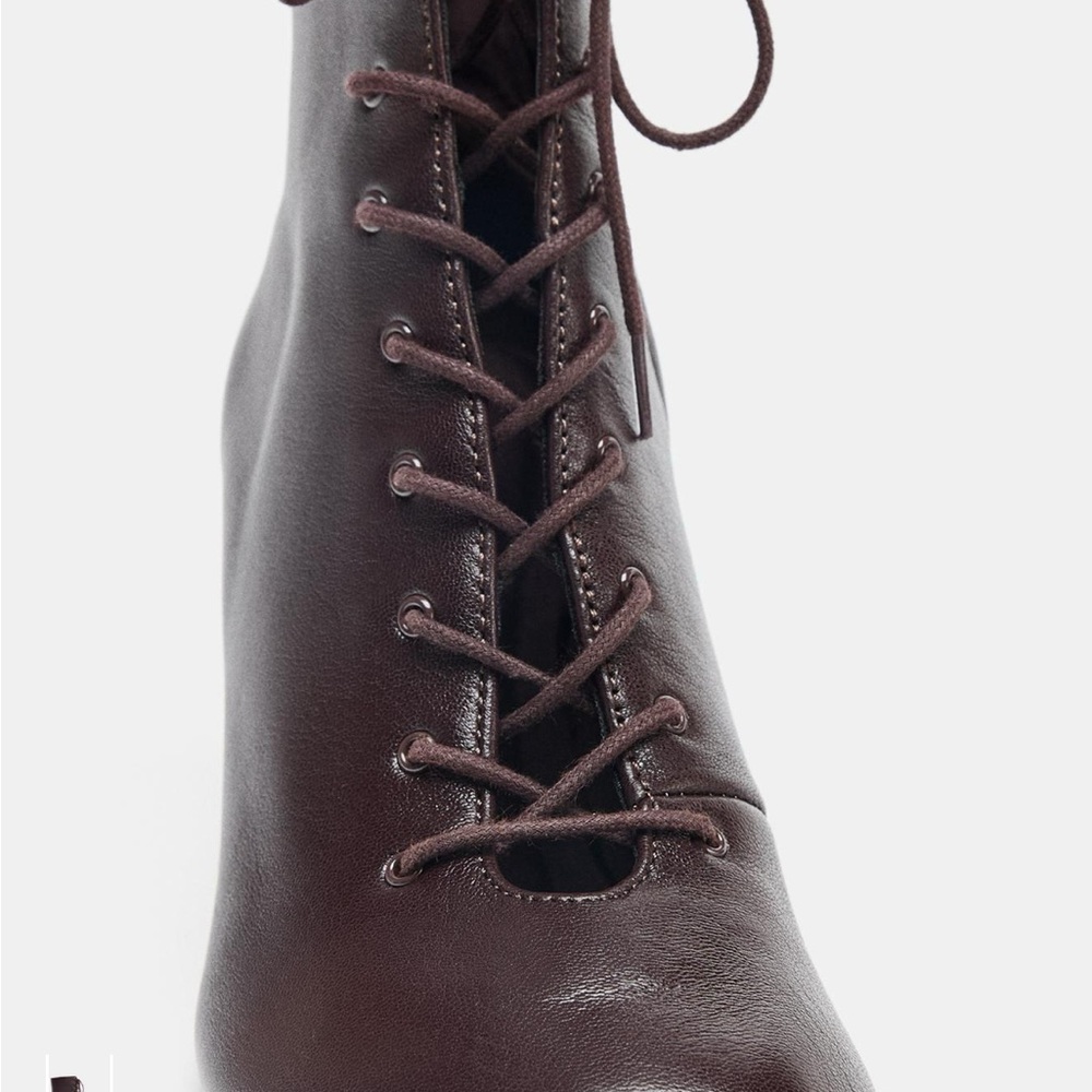 Zara Dark Brown Lace-Up Women's Boots - Picture 3 of 5